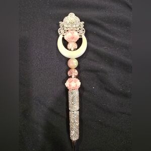 Elegant Silver and Pink Decorative Pen